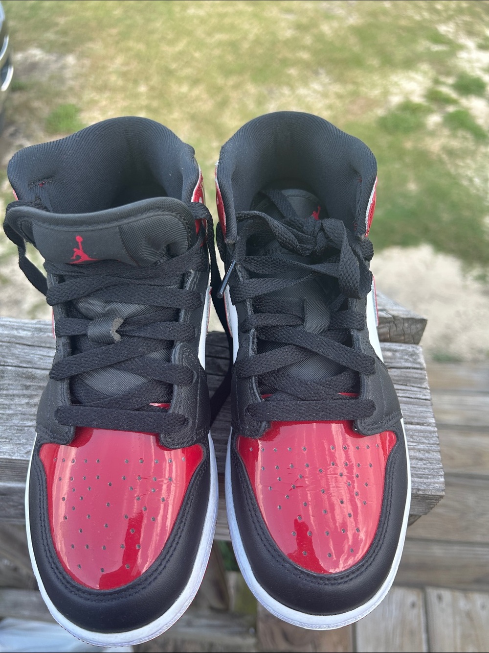 Jordan 1s Red and White High-Top Sneakers
